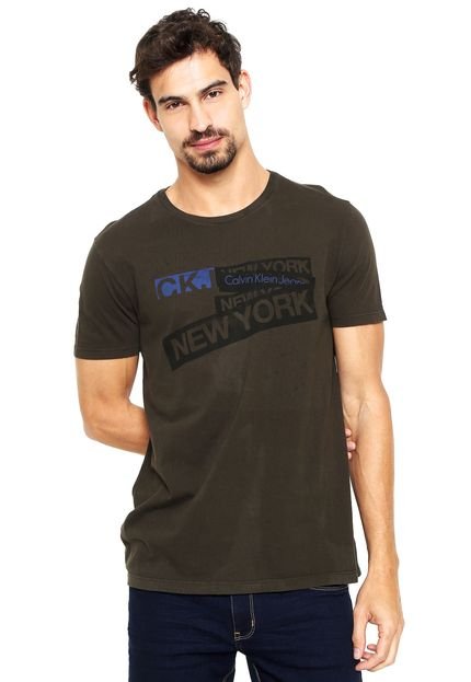 Camiseta Calvin Klein Jeans Faixas Cinza - Marca Calvin Klein Jeans