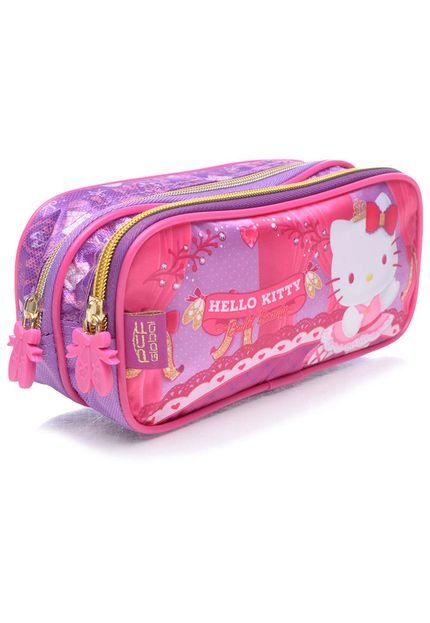 Estojo Infantil PCF Global 2 Compartimentos Ballet Roxo Hello Kitty - Marca PCF