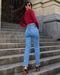 Calça Jeans Reta Feminina Cintura Alta Barra Desfiada 23729 Média Consciência - Marca Consciência