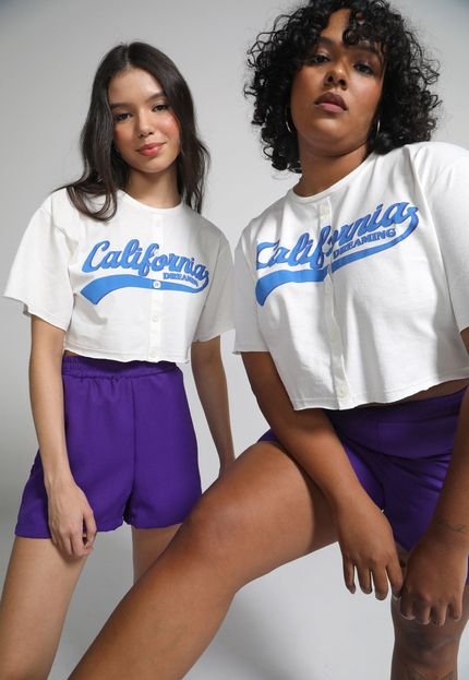 Blusa Cropped Forever 21 California Off-White - Marca Forever 21