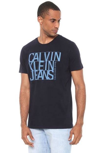 Camiseta Calvin Klein Jeans Fitted Logo Azul-Marinho - Marca Calvin Klein Jeans