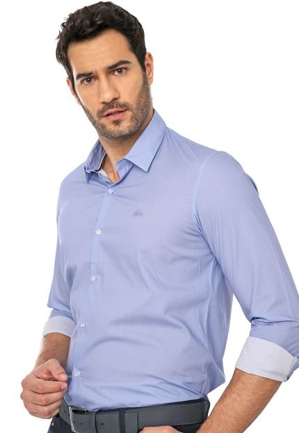 Camisa Lacoste Slim Estampada Azul - Marca Lacoste