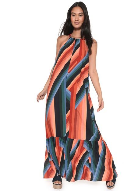 Vestido Dress to Longo Latifa Azul-marinho/Coral - Marca Dress to