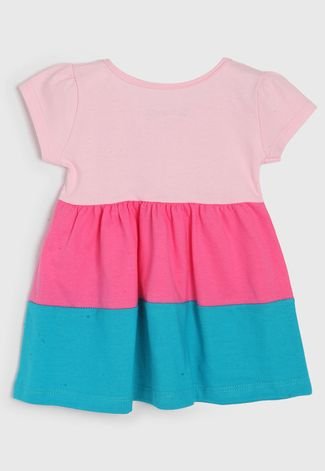 Vestido Brandili Infantil Color Block Rosa/Verde