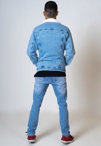 Jaqueta Jeans Aero Jeans forrada Com Pelos Azul