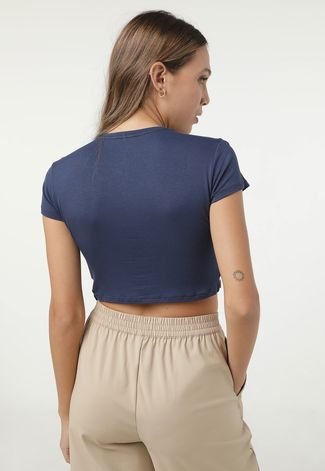 Camiseta Cropped Aeropostale 87 Azul-Marinho - Compre Agora