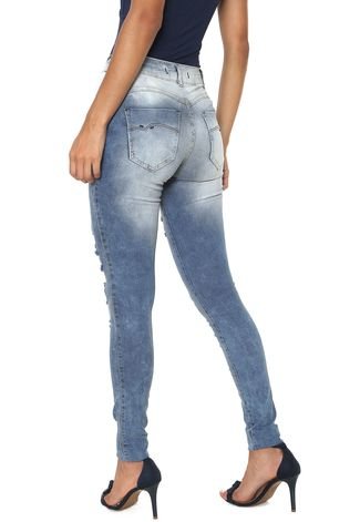 Calça Jeans Biotipo Skinny Rasgos Azul
