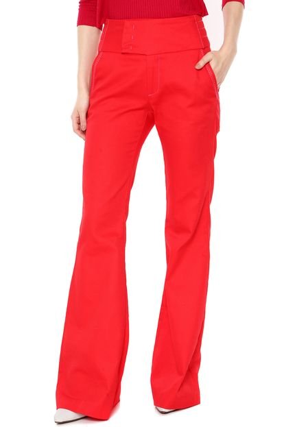 Calça Sarja Calvin Klein Jeans Flare Pespontos Vermelha - Marca Calvin Klein Jeans