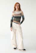 Calça Sarja TOPSHOP Wide Leg Cargo Off-White - Marca TOPSHOP