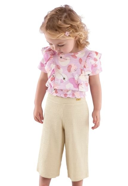 Conjunto Calça Canelada Blusa Infantil Coloritta 1 Roxo - Marca Colorittá