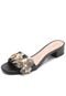 Tamanco DAFITI SHOES Flores 3D Preto - Marca DAFITI SHOES