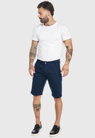 Bermuda Jeans HNO Jeans Reta Bolso Faca Comfort Collors Azul