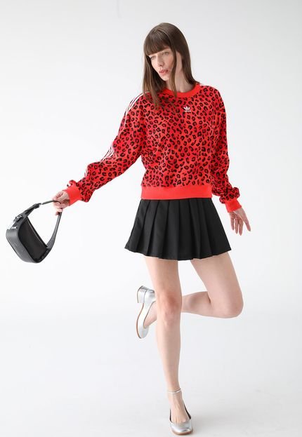 Blusa de Moletom Fechada adidas Originals Leopard Luxe Vermelha - Marca adidas Originals