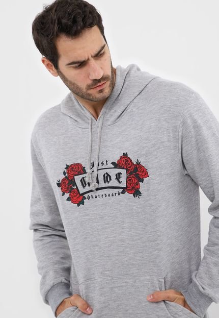 Blusa de Moletom Flanelada Fechada Ride Skateboard Lettering Cinza - Marca Ride Skateboard