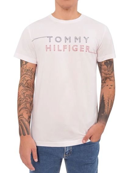 Camiseta Tommy Hilfiger Masculina 3D Large Corp Logo Branca - Marca Tommy Hilfiger