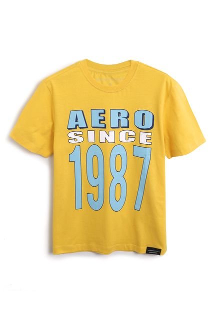 Camiseta Aeropostale Menino Lettering Amarela - Marca Aeropostale