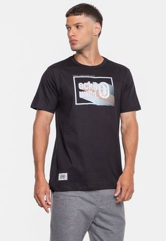 Camiseta Ecko Masculina 3D Brand Preta