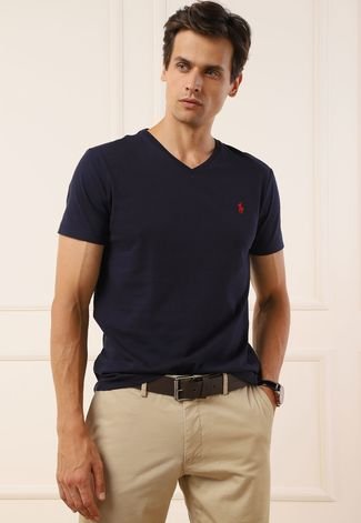 Camiseta Polo Ralph Lauren Logo Bordado Azul Marinho Compre