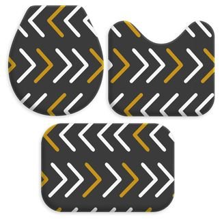 Kit 3 Tapetes Decorativos para Banheiro Wevans Geometrico Preto