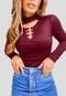 Body Ywc ind Blusinha Choker Manga Longa Feminino Fashion Vinho  - Marca YWC ind