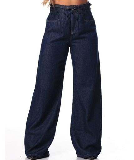Calça Feminina Jeans Pantalona Com Cinto - Marca Razon Jeans