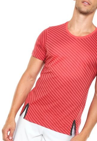 Camiseta Asics Training Stripe SS Tee Vermelha
