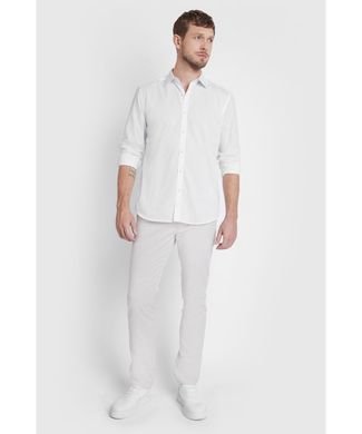 Camisa Manga Longa Cosmo Regular Maquinetada Fio 50 Listrada Branco