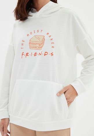 Blusa de Moletom Fechada Trendyol Friends Off-White