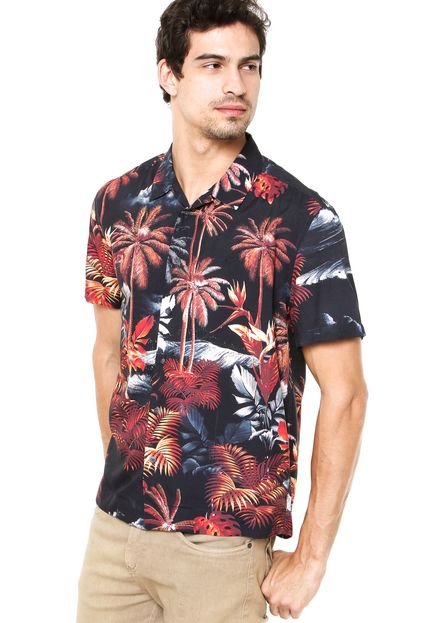 Camisa Ellus Honolulu Dreams Preto/Vermelho - Marca Ellus
