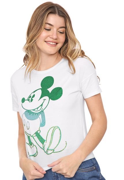 Blusa Cativa Disney Aplicações Mickey Branca - Marca Cativa Disney