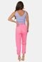 Tricô Blusa Cropped Regata Pink Tricot Modal Canelado com Decote V e Alças Finas Feminino - Marca Pink Tricot