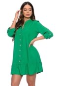 Vestido Chemise Botões Manga Longa B’Bonnie Rebeca Verde Bandeira - Marca BBonnie