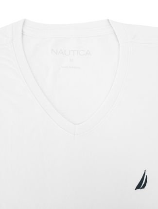 Camiseta Nautica Masculina Solid V-Neck Dark Icon Branca