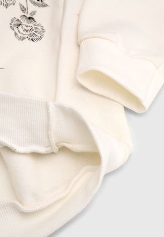 Blusa de Moletom Rovitex Infantil Floral Off-White