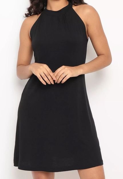 Vestido Gola Alta Preto - Marca Maria Paes