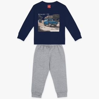 Conjunto Infantil Menino com Estampa de Carros Kyly Azul Marinho