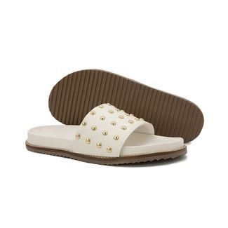 Sandalia Birken Rasteira Flat Slide Off White Kuento Shoes