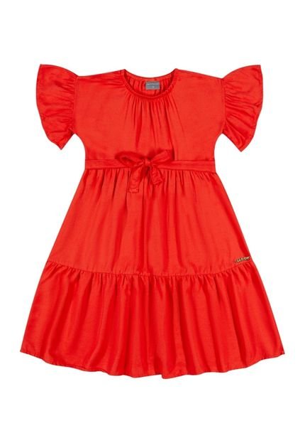 Vestido Liso em Viscose Infantil Quimby Vermelho - Marca Quimby