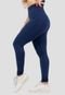 Calça Legging Suplex 4 Estações Cós Alto Liso Fitness Feminino Academia Azul Marinho - Marca 4 Estações