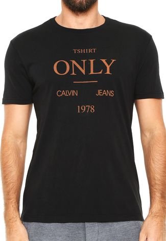 Camiseta Calvin Klein Jeans Estampada Preta