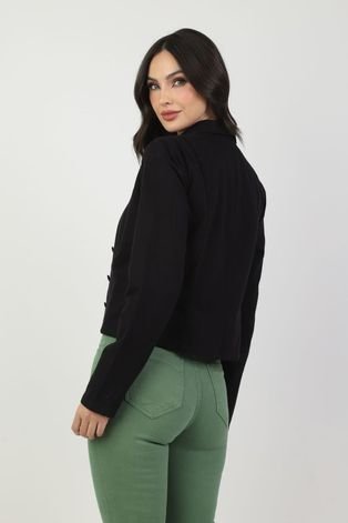 Blazer Sarja Cropped Preto M Gazzy