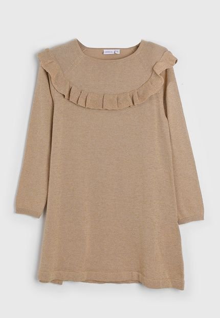 Vestido Infantil Name It Babado Bege - Marca Name It