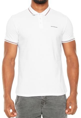 Camisa Polo Calvin Klein Jeans Mini Logo Branca