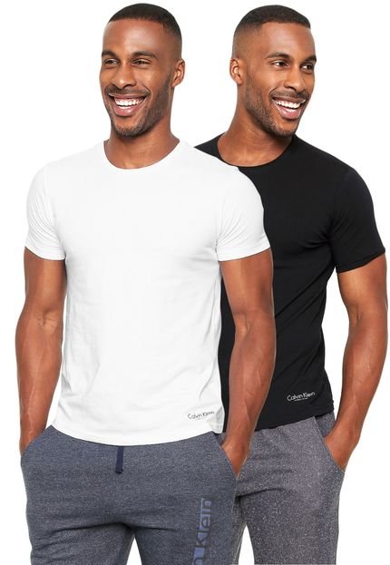 Kit 2Pçs Camiseta Calvin Klein Underwear Básica Branca/Preta - Marca Calvin Klein Underwear