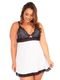 Camisola Plus Size Bicolor Renda Lingerie Feminina Sensual Azul Marinho - Marca Sigh