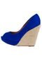 Peep Toe Vizzano Anabela Alta Corda Azul - Marca Vizzano