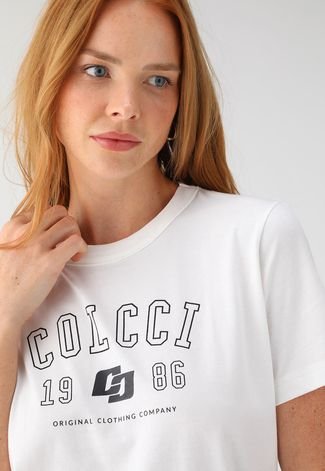 Camiseta Colcci Reta Estampada Branca