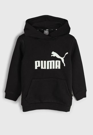 Blusa Moletom Infantil Puma Ess Nova Shine Logo Hoodie Menina - Preto