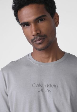 Camiseta Calvin Klein Jeans Logo Cinza - Compre Agora