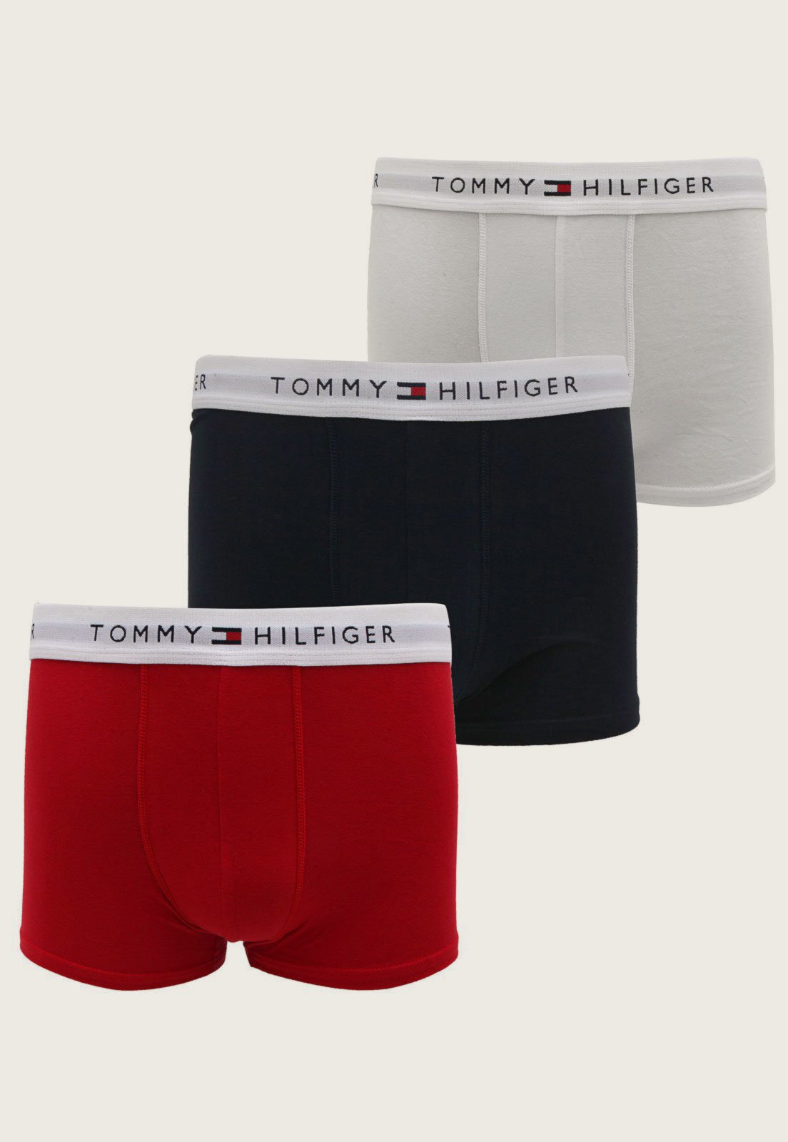 Kit 3pçs Cueca Tommy Hilfiger Boxer Lettering Branco - Marca Tommy Hilfiger